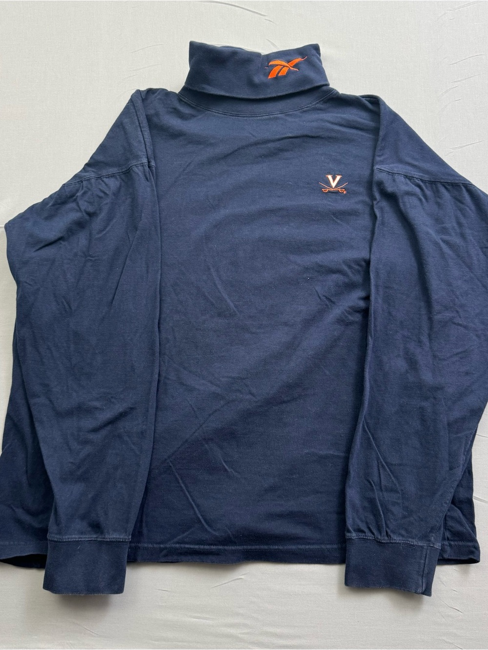 Vtg Reebok Virginia Cavaliers Blue Long Sleeve Turtleneck Mock Neck Shirt Men L